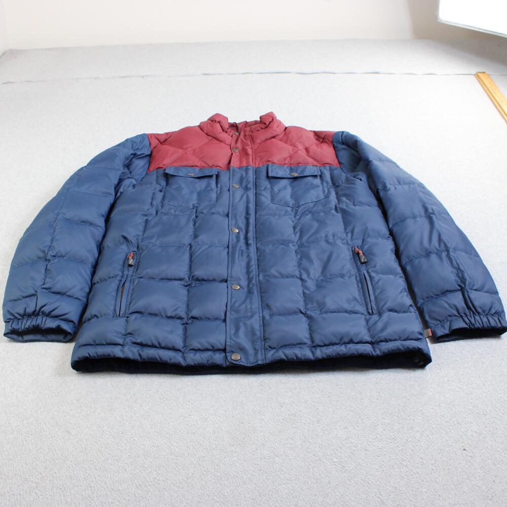 Quiksilver Down Jacket Men XL Blue Puffer Quilted Full Zip Colorblock Coat Y2K